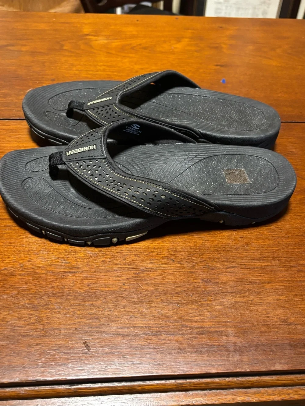 Hobibear Men’s Ramble Lite Wide-Toe Flip Flop Black Size 8.5 EU 41